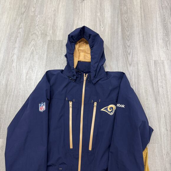 Reebok NFL On Field St. Louis Rams Jacket Men's Extra Large XL Blue Los Angeles - Picture 2 of 9